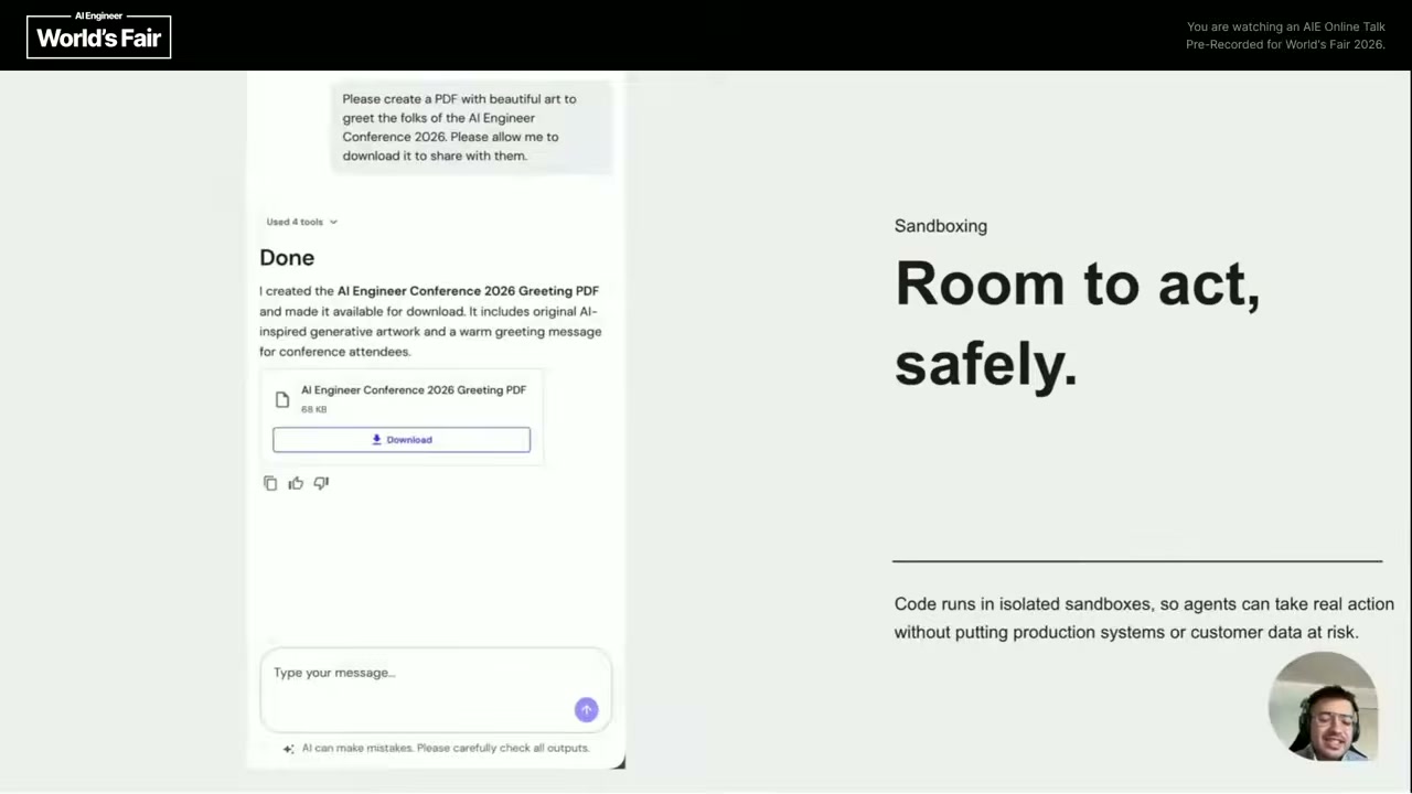 OpenGov slide: "Sandboxing — Room to act, safely. Code runs in isolated sandboxes, so agents can take real action without putting production systems or customer data at risk."