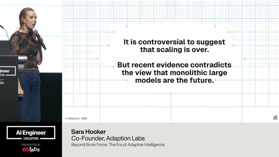 Sara Hooker (Adaption Labs): “It is controversial to suggest that scaling is over. But recent evidence contradicts the view that monolithic large models are the future.”